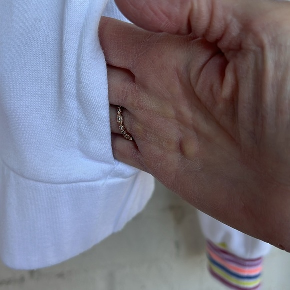 Lou & Grey “Cozy Cotton Zip Hoodie” White w Rainbow Cuffs Size Small - Picture 5 of 11